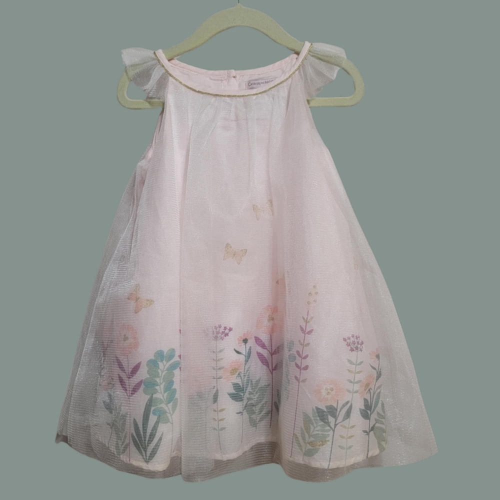 NWOT Catherine Malandrino Girls Floral Butterfly Tulle Layered Dress 24 Months